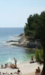 Beach near our hotel in Pula, Croatia
