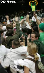 CSU students flooded the court in celebration after Thursday's victory