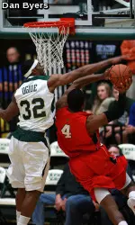 Senior forward Andy Ogide tallied his ninth career double-double Saturday night