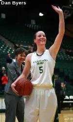 Kim Mestdagh makes her 1,000th point against UNLV, Jan. 18, 2011