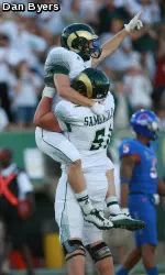 CSU and Arizona are the only schools in the nation to start true freshmen at offensive tackle in the same game. One of those players, Ty Sambrailo, has made some key blocks, including on the touchdown pass to Matt Yemm against No. 5 Boise State Oct. 15.