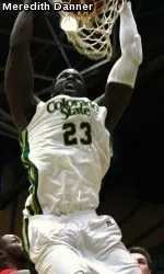 Senior F Will Bell throws down a dunk in the Rams' exhibition victory over CSU-Pueblo.