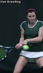 Lauren Mulhern at No. 3 singles clinched the Rams' win over Montana State