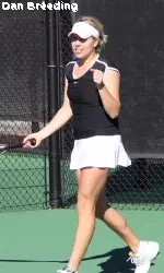 Melissa Holzinger clinched the Rams sole win over the weekend at No. 6 singles vs Air Forve