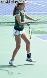 Caitlin Fluegge took her opponent to a third set before bowing out Friday
