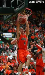 Pierce Hornung's put-back dunk fired up an all-orange Moby Arena crowd on Saturday night