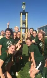 Senior captain Jami Vaughn's team won the spring competition and got their names engraved on the trophy.