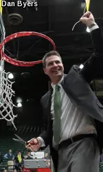 Head Coach Ryun Williams celebrating his team's second-consecutive MW Championship