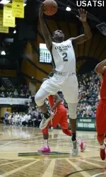 Emmanuel Omogbo (2) attempts a basket. Credit: Ron Chenoy-USA TODAY Sports