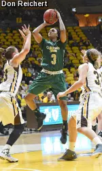 Senior guard Keyora Wharry paced the Rams with 15 points and three steals.