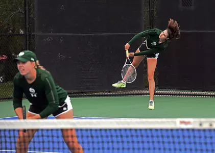 Emily Luetschwager and Stella Cliffe in doubles play