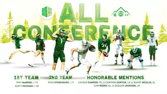 2021 All Conference Football Awards graphic with players