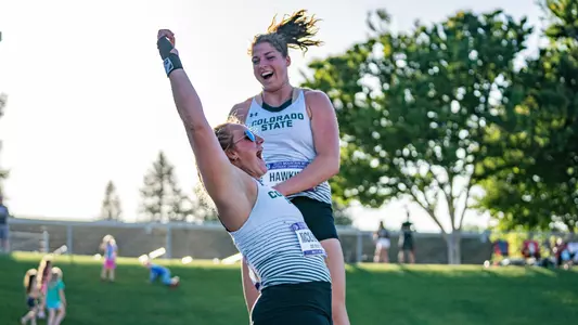 Gabi McDonald and Michaela Hawkins celebrate