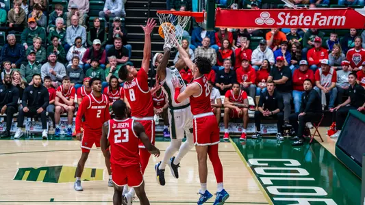 Jaylen Crocker-Johnson going for a dunk against the New Mexico Lobos