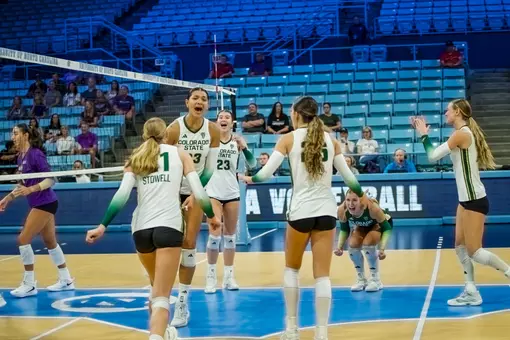 Rams celebrate win over JMU