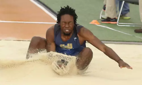 Drummond wins long jump, German sets school shot record as Bucs open Big South Championships Image