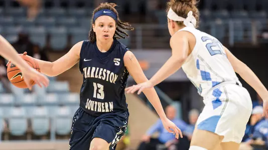 Charleston Southern University Women's Basketball Buccaneers takes on the University of North Carolina Tarheels at Carmichael Arena in Chapel Hill, North Carolina on November 15, 2019.