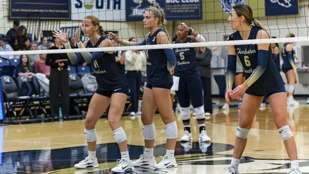 10-24-2026; Charleston, South Carolina, USA; Charleston Southern prepares for the serve in the second set during the D1 women's volleyball against Winthrop University at BUC Dome, Charleston, South Carolina.
CSU lost 1 sets to 3
Mandatory Credit: Arthur Ellis Photography