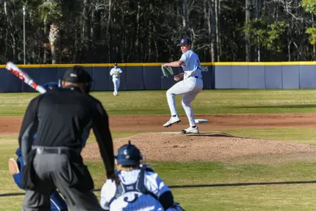 Charleston, S.C. — Charleston Southern right-handed pitcher Titus Von Kapff (12) in Division 1 men’s baseball action between Charleston Southern University and Bucknell University on February 13, 2026, at Charleston Singleton Baseball Complex.
(Mandatory Credit: Arthur Ellis Photography)