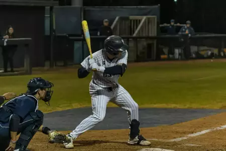 Charleston, S.C. — Charleston Southern at bat in Division 1 men’s baseball action between Charleston Southern University and Bucknell University on February 13, 2026, at Charleston Singleton Baseball Complex.
(Mandatory Credit: Arthur Ellis Photography)