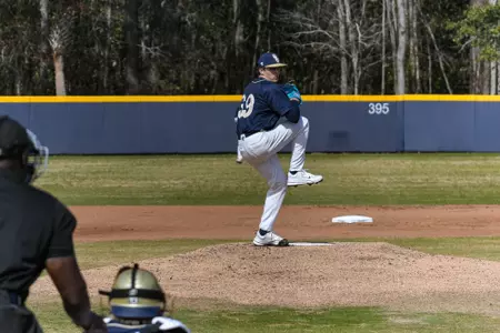 Charleston, S.C. — Charleston Southern left-handed pitcher Brady Bickett (39) delivers the pitch in Division 1 men’s baseball action between Charleston Southern University and Bucknell University on February 14, 2026, at Charleston Singleton Baseball Complex.
(Mandatory Credit: Arthur Ellis Photography)