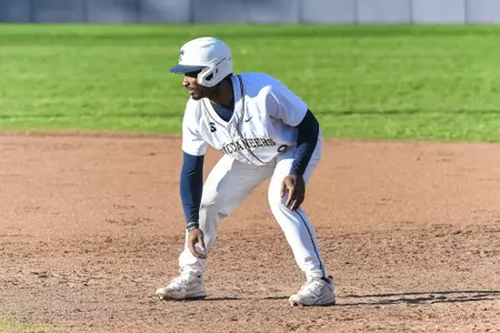 Charleston, S.C. — Charleston Southern outfielder Tyler Wright (0) takes a lead-off in Division 1 men’s baseball action between Charleston Southern University and Elon University on February 22, 2026, at Charleston Singleton Baseball Complex.
(Mandatory Credit: Arthur Ellis Photography)