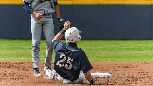 Charleston, S.C. — Charleston Southern outfielder Caden Wolfley (25) slides into to second base in Division 1 men’s baseball action between Charleston Southern University and University of North Florida on March 17, 2026, at Charleston Singleton Baseball Complex.
(Mandatory Credit: Arthur Ellis Photography)