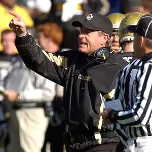Colorado's coach Gary Barnett yells