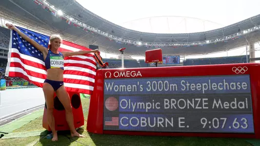 Emma Coburn after winning Olympic Bronze and setting the American Record