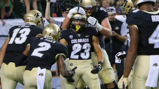 Phillip Lindsay, teammates celebrate TD vs. CSU