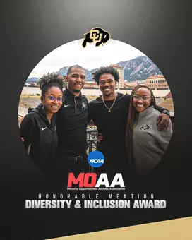 The photo captures the Diversity, Equity and Inclusion Staff for the year 2022-2023. Pictured (from left to right) includes Diandra Walker (DEI Associate), DaWon Baker (Associate Athletic Director, DEI), Donovan Wilson (McLendon Future Leader), and Dr. Taylor Langley (Assistant Director for Psychological Health and Performance and DEI Coordinator)