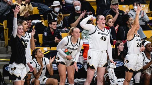 Colorado's bench celebrates in win over Boston U