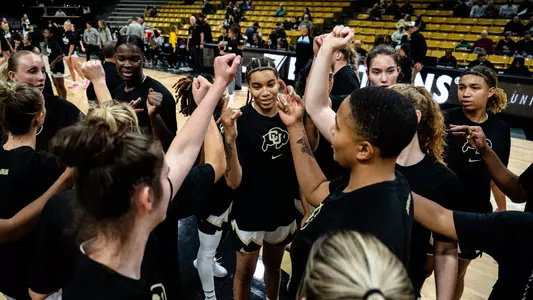 Colorado huddles before exhibition against Adams State