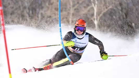 PARK CITY, UT - MARCH 11: competes in the Slalom race during the Division I Men?s and Women?s Skiing Championships held at the Park City Mountain Resort on March 11, 2022 in Park City, Utah. (Photo by Brett Wilhelm/NCAA Photos via Getty Images)