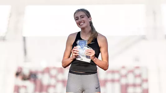 Avery McMullen on the heptathlon podium