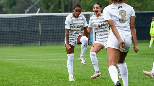 Juliauna Hayward celebrates after scoring against Colgate