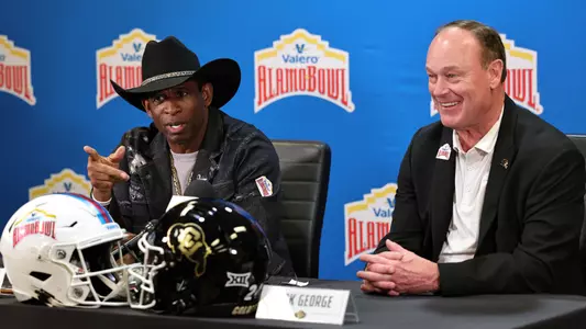Coach Prime and Rick George Alamo Bowl presser