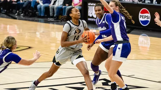 Jade Masogayo on the way to the basket vs No. 10 Kansas State