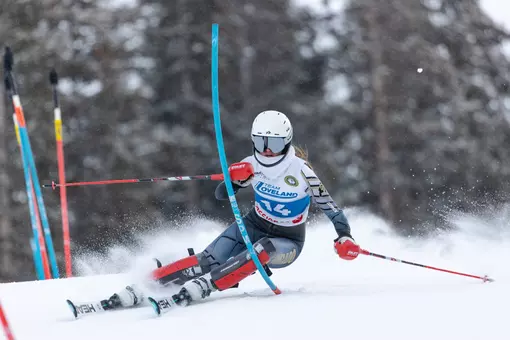Run one of the Slalom during the Denver Invitational at Loveland Ski Area on January 7th, 2025 in Georgetown, Colorado. - Matan Coll, Colorado Athletics.
