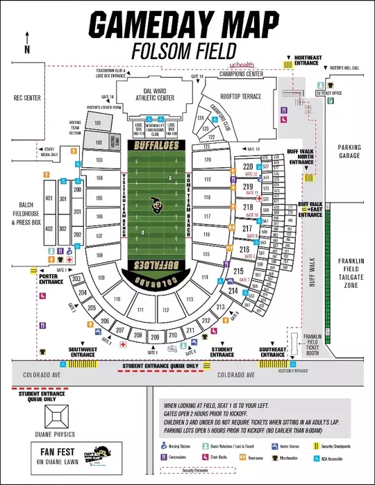 2025 Folsom Field Gameday Map
