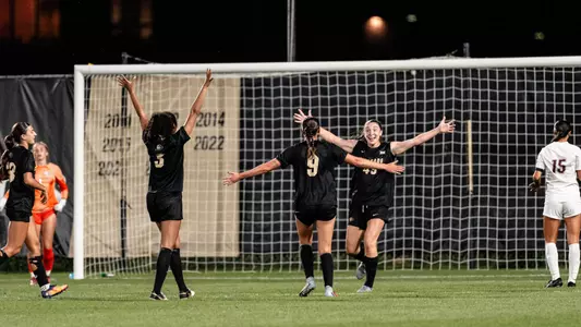 Hope Leyba celebrates her third goal of the night