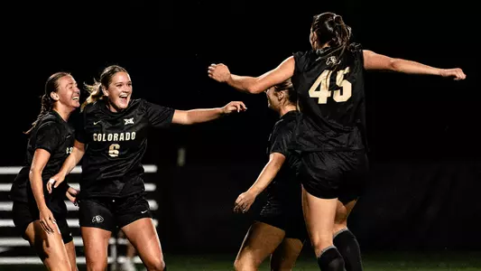 Riley MacDonald celebrates scoring in the 2-0 win over CC