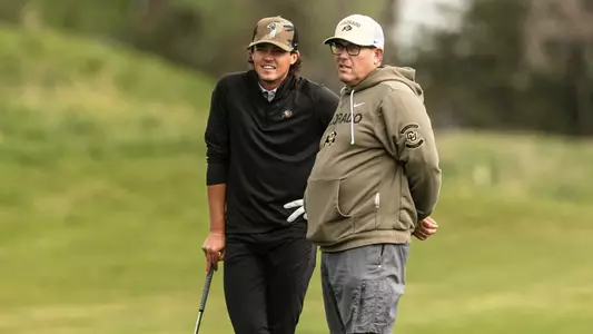 Swanson and Coach Edwards at Prairie Dunn Big 12 Championship