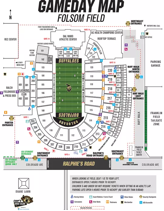 2026 Folsom Field Gameday Map