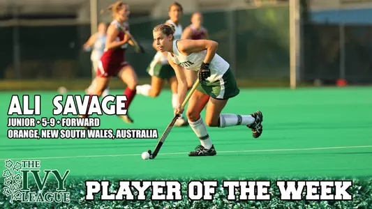 Ali Savage Named Ivy League Field Hockey Player of the Week