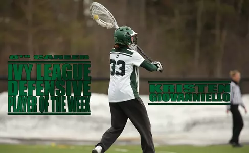 Giovanniello Earns 8th Ivy League Defensive Player of the Week