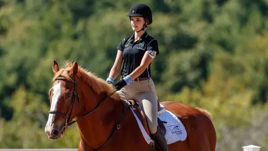 Lyza Begunova riding a horse at dartmouth invite