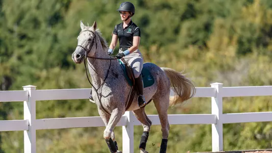 Meghan Poth riding a horse at Morton Farm