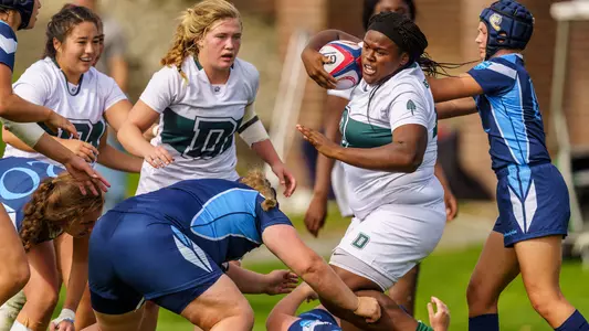 Carlicia Beam rugby action against Quinnipiac