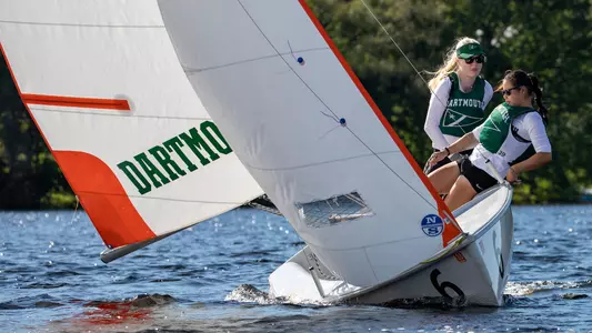 Eliza Crocker and Annika Rogers sailing action